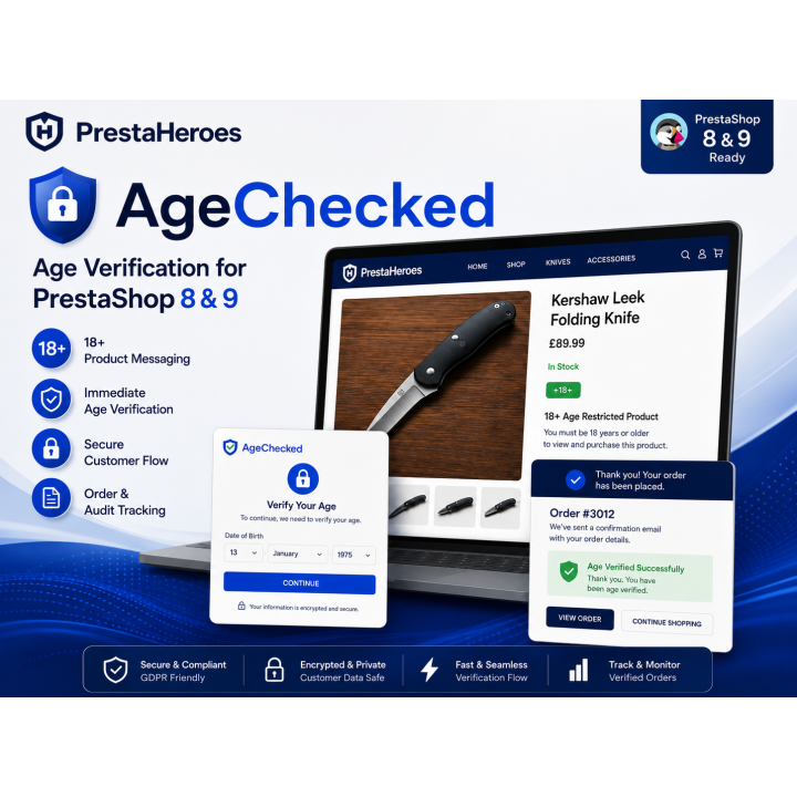 AgeChecked Integration for PrestaShop 8 & 9 | PrestaHeroes